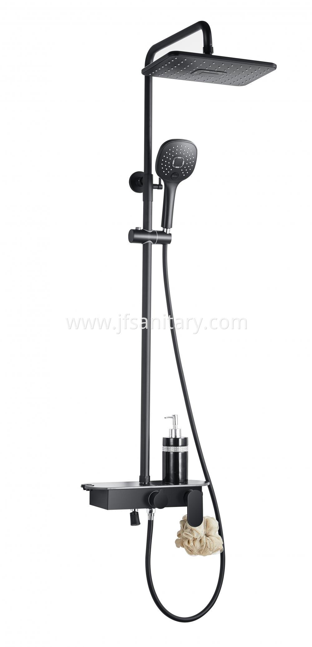 Black Shower Mixer Shelf With Toilet Sprayer